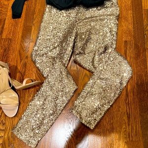 H&M sequin gold leggings s 6 / small